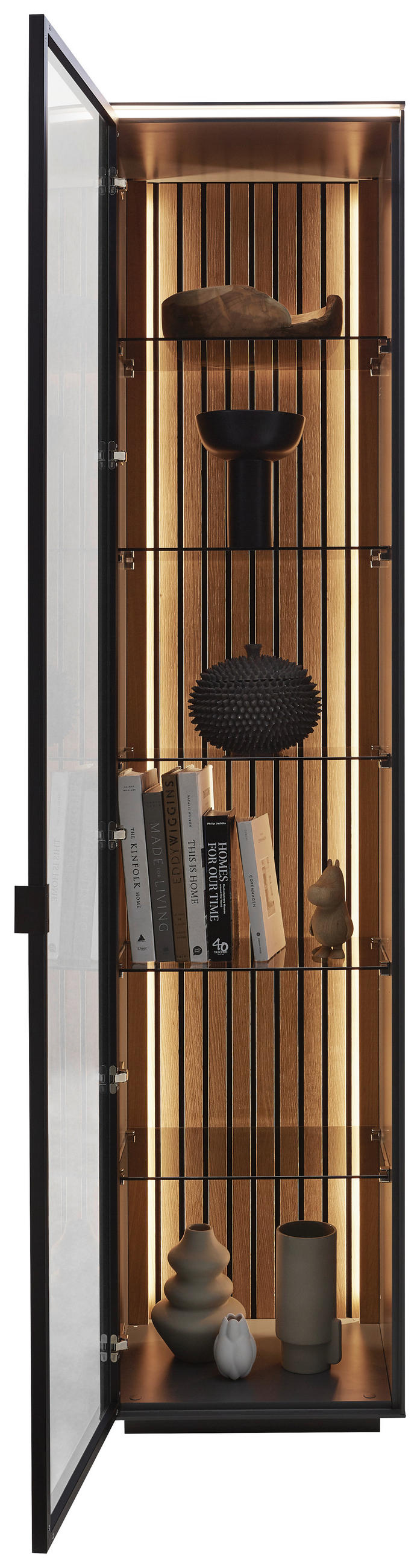 VITRINĂ  in furniruit stejar antracit  - antracit/negru, Design, sticlă/metal (45,8/198,6/40cm) - Dieter Knoll