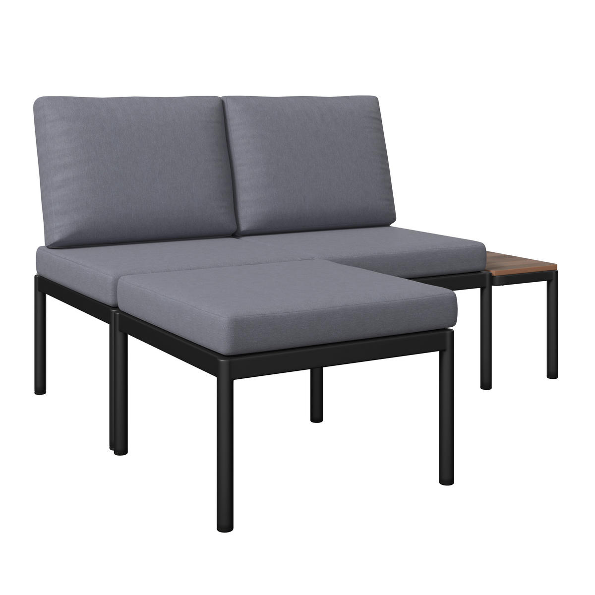 LOUNGEGARNITUR Aluminium  - Dunkelgrau/Naturfarben, MODERN, Kunststoff/Textil (134/70/68cm) - Ambia Garden