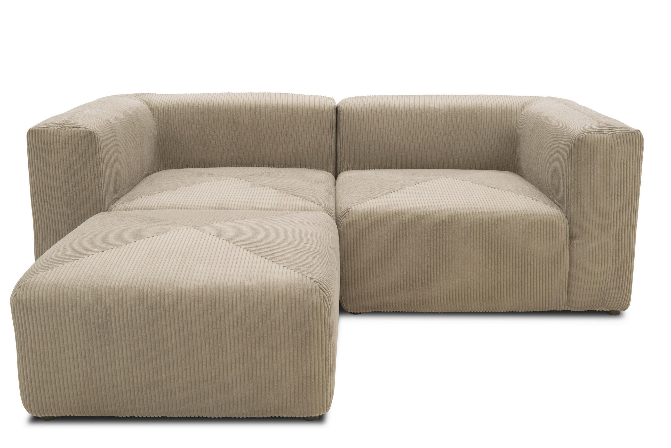 ECKSOFA in Cord, Mikrofaser Schlammfarben   - Schlammfarben/Schwarz, Design, Kunststoff/Textil (216/69/193cm) - MID.YOU