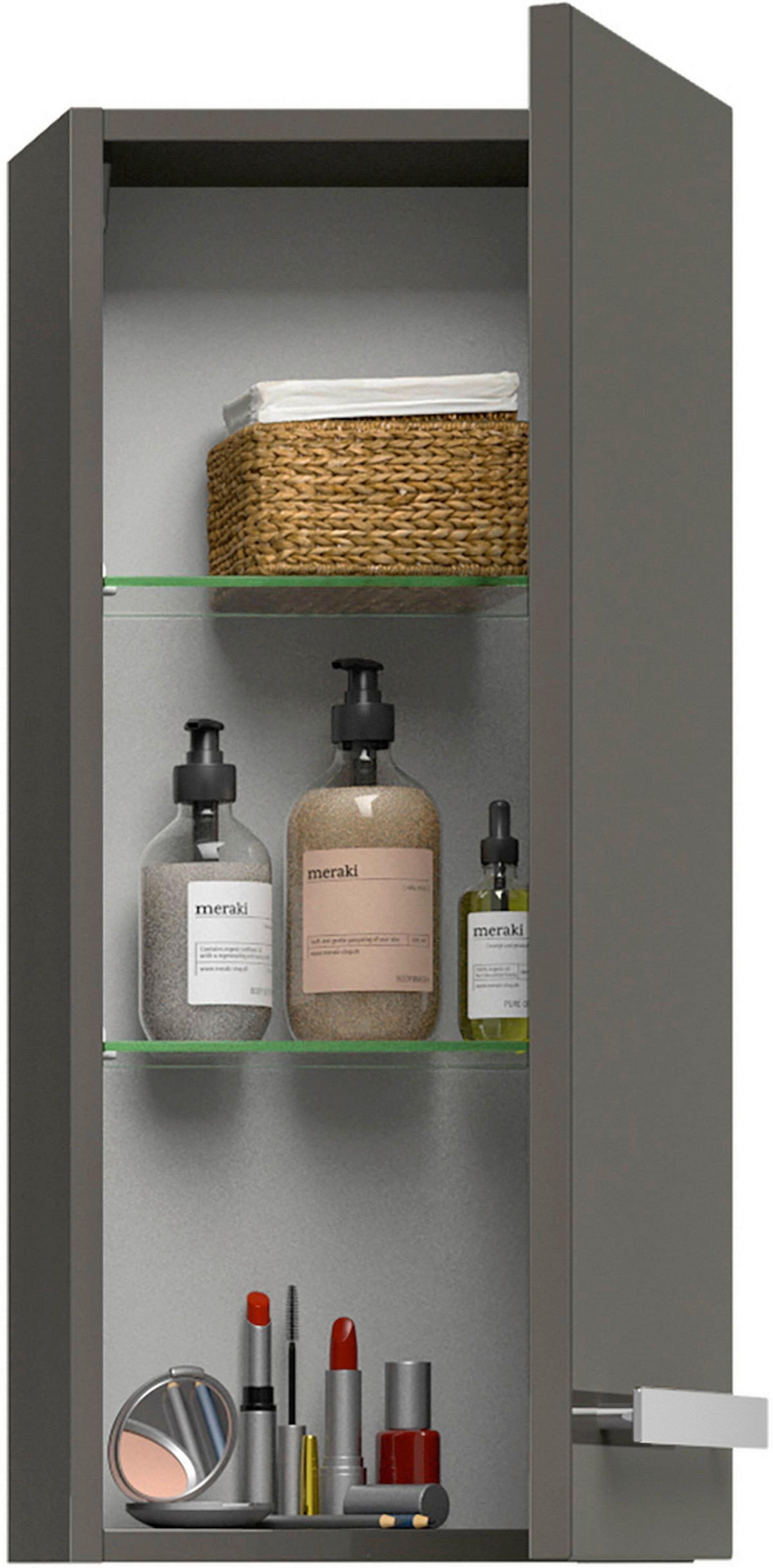 HÄNGESCHRANK 30/70/17 cm  - Chromfarben/Grau Hochglanz, KONVENTIONELL, Glas/Holzwerkstoff (30/70/17cm) - Sadena