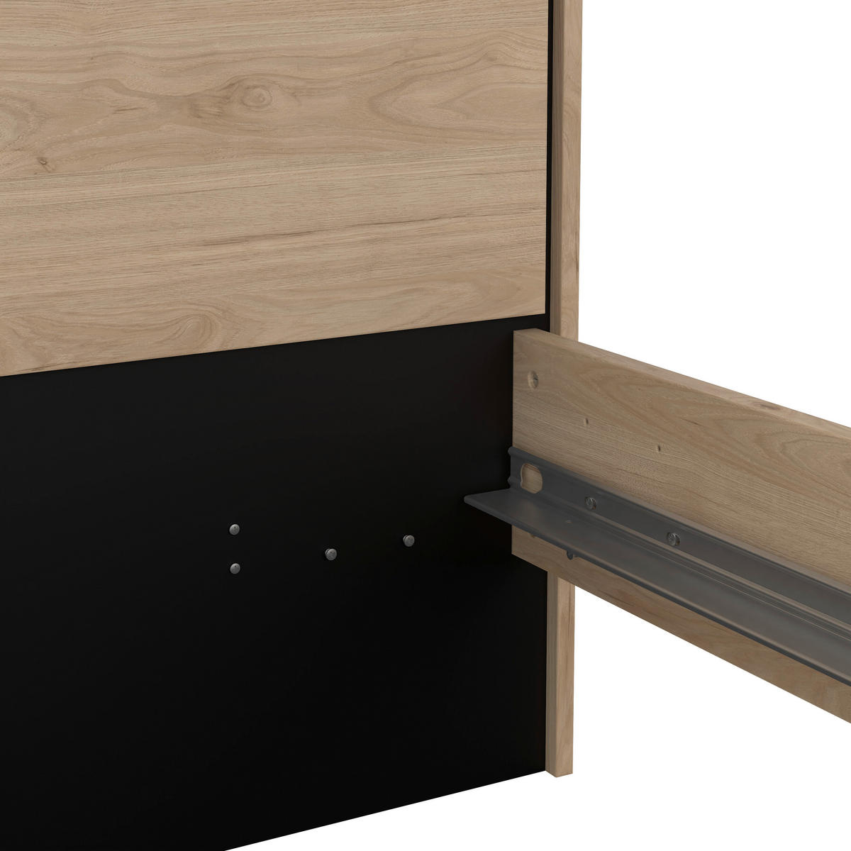 BETT 180/200 cm  in Eichefarben  - Eichefarben/Schwarz, MODERN, Holz (180/200cm) - MID.YOU