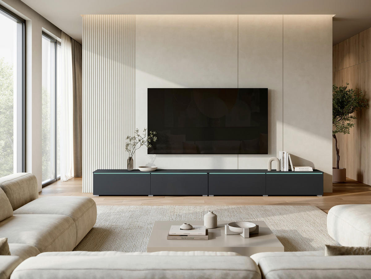 TV-SZEKRÉNY 300/32/33 cm  - fekete/szürke, Basics, műanyag/faalapú anyag (300/32/33cm) - P & B