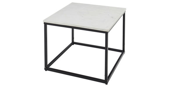 COUCHTISCH 60/60/46 cm quadratisch Schwarz, Weiß - Schwarz/Weiß, Design, Stein/Metall (60/60/46cm) - Carryhome