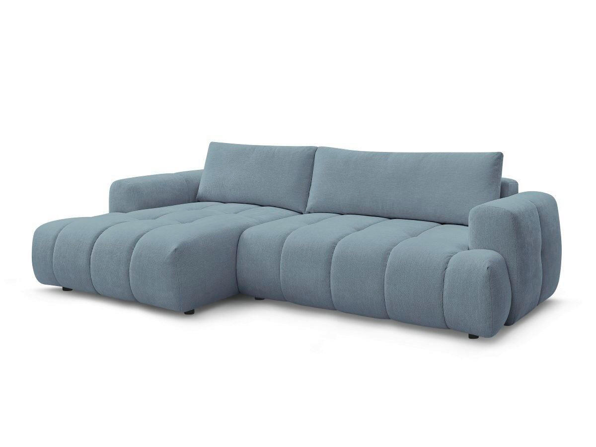 ECKSCHLAFSOFA FUJI Leinenoptik Hellblau  inkl.  - Schwarz/Hellblau, MODERN, Kunststoff/Textil (160/292cm)