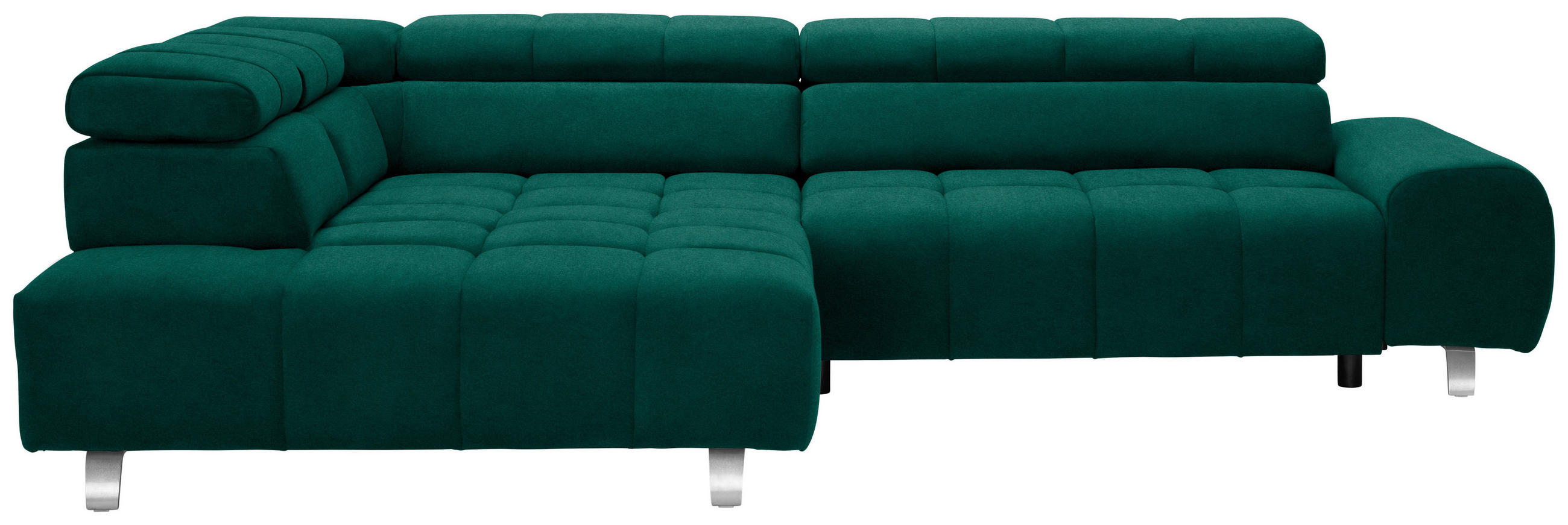 ECKSOFA in Webstoff Grün  201/295 cm  - Dunkelgrau/Silberfarben, Design, Textil/Metall (201/295cm) - Hom`in