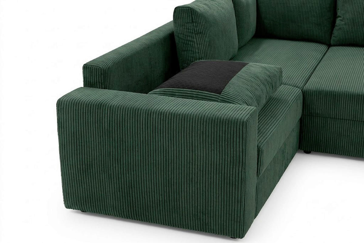WOHNLANDSCHAFT Cord Grün  - Schwarz/Grün, Design, Kunststoff/Textil (223/304/156cm) - P & B