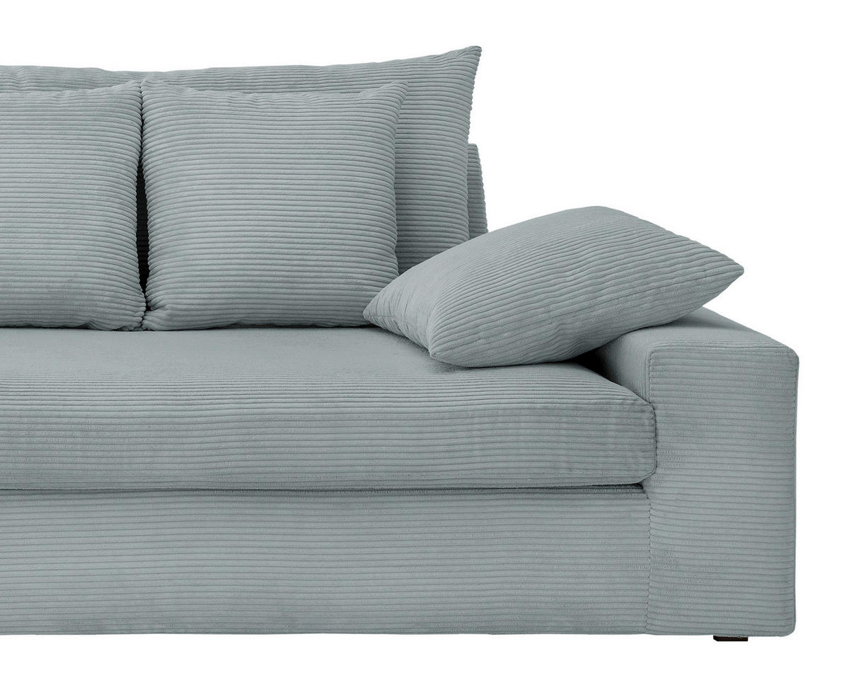 VIERSITZER-SOFA in Cord Hellblau  - Schwarz/Hellblau, Modern, Kunststoff/Textil (308/80/140cm) - Livetastic