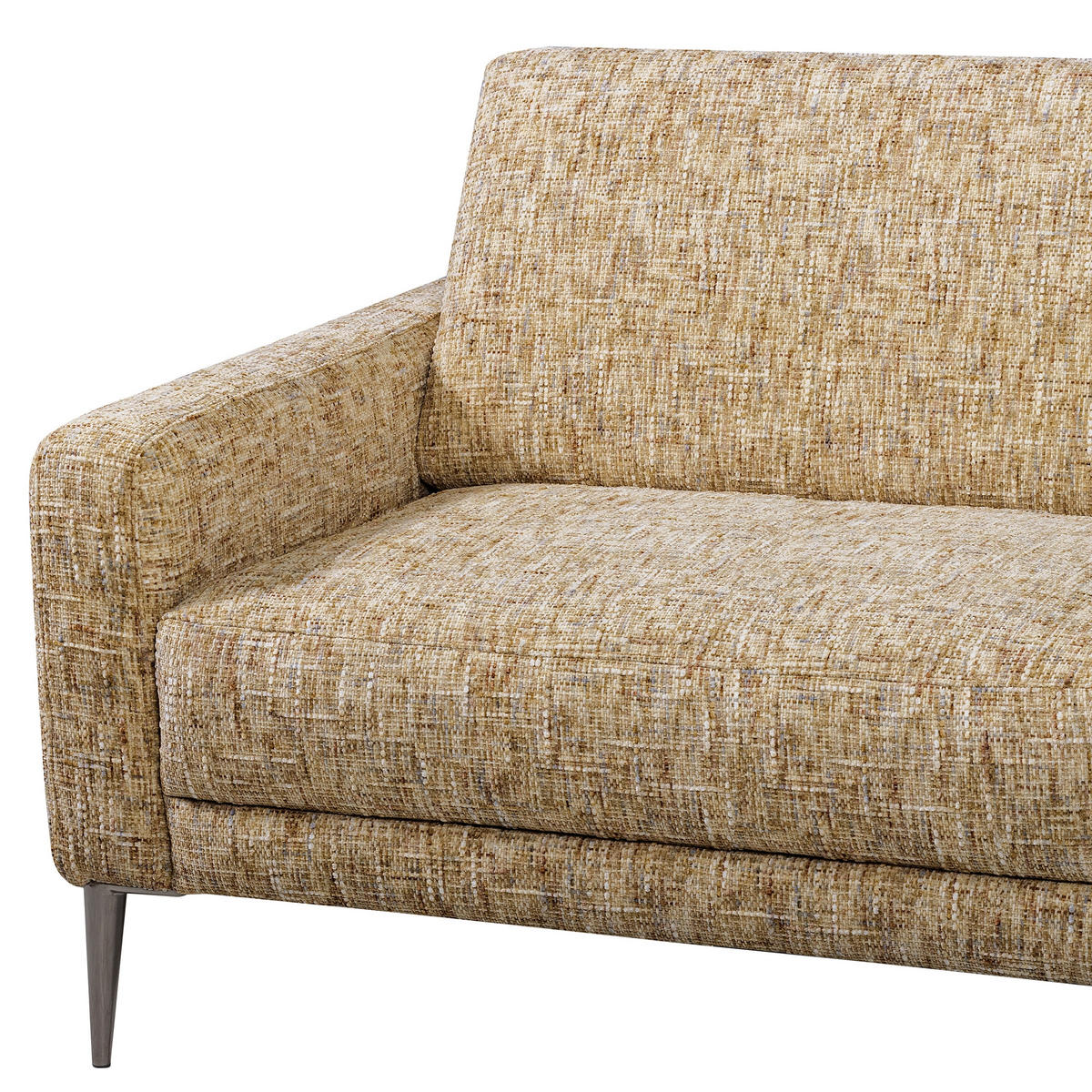 3-SITZER-SOFA Webstoff Hellbraun  - Hellbraun/Schwarzchrom, Design, Textil/Metall (187/85/92cm) - Livetastic