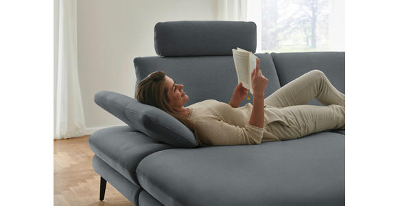 WOHNLANDSCHAFT  in Chenille, Flachgewebe Dunkelgrau  - Dunkelgrau/Schwarz, Design, Textil/Metall (180/344/208cm) - Dieter Knoll