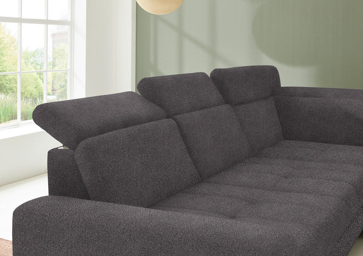 ECKSOFA in Chenille Anthrazit  - Anthrazit/Schwarz, Design, Textil/Metall (310/220cm) - Beldomo Style
