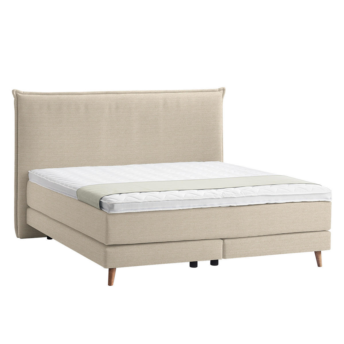 BOXSPRINGBETT 180/200 cm  in Beige  - Eichefarben/Beige, Design, Holzwerkstoff/Textil (180/200cm) - home24
