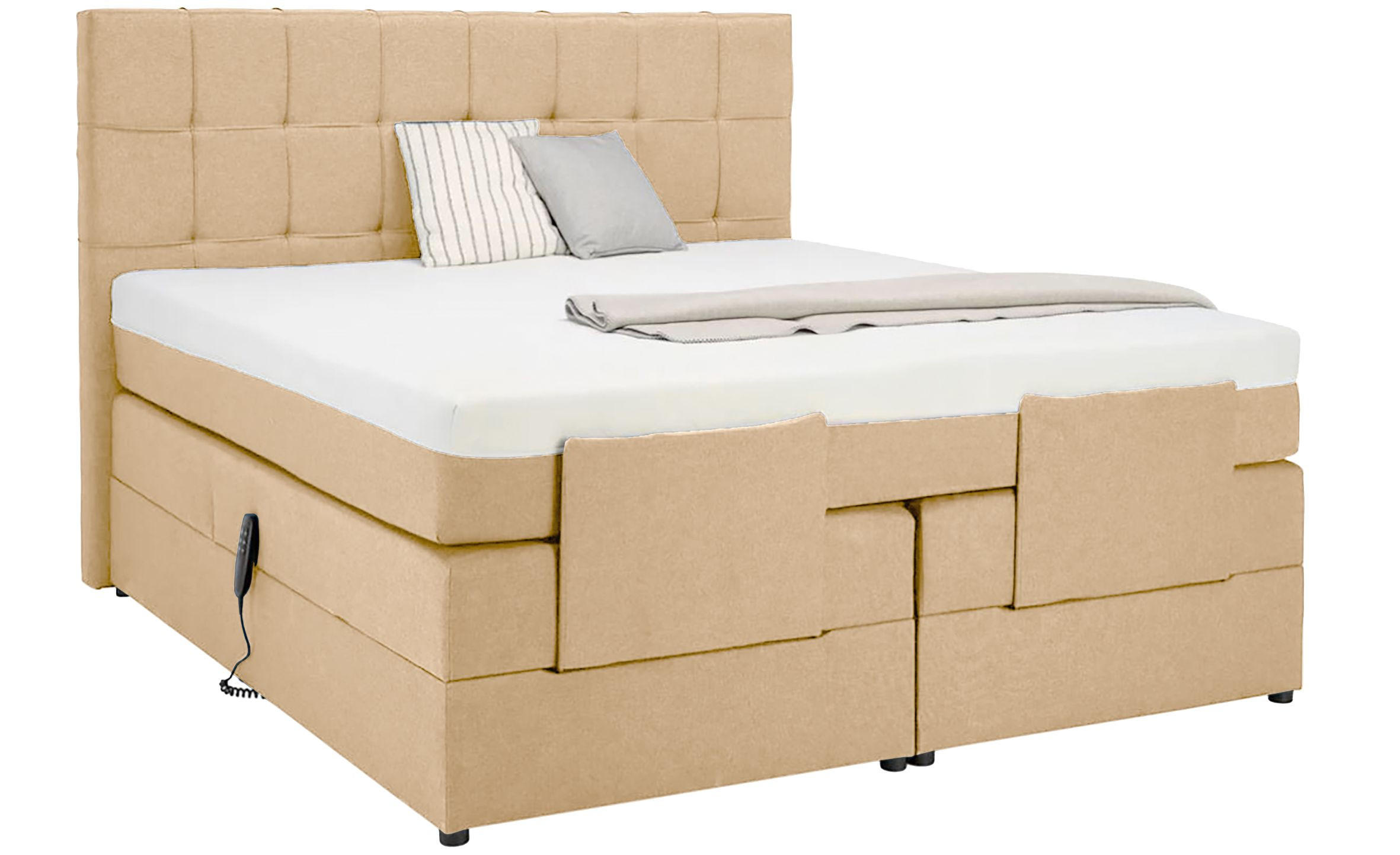 BOXSPRINGBETT 140/200 cm  in Beige  - Beige/Schwarz, Basics, Kunststoff/Textil (140/200cm) - Moderano
