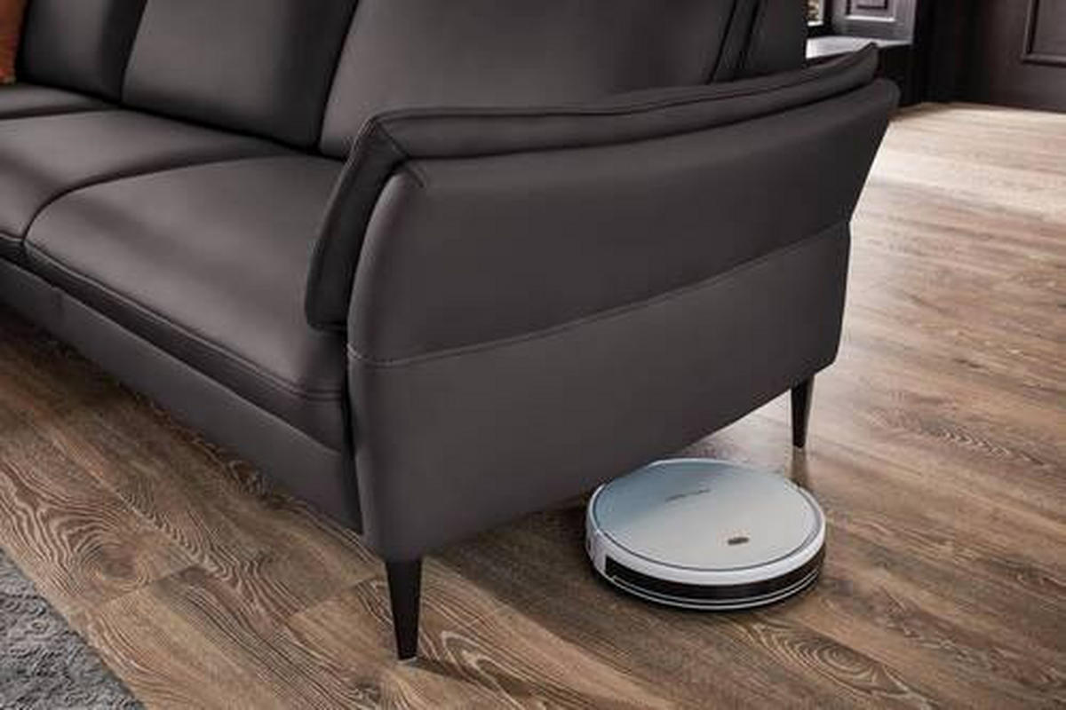 ECKSOFA in Echtleder Dunkelbraun  - Dunkelbraun/Schwarz, Design, Leder/Metall (172/334cm) - Valdera