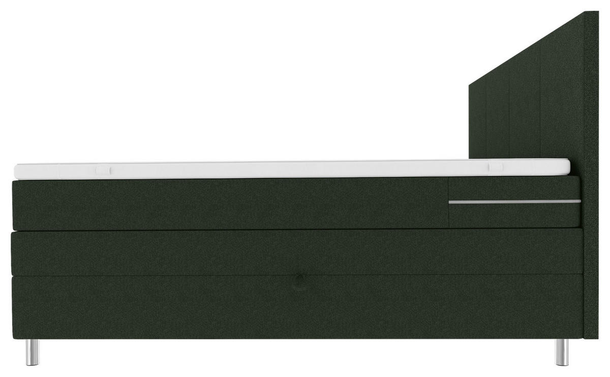 BOXSPRINGBETT 200/200 cm,  in Grün, Bettkasten, Topper, Matratzen, H3 = fest  - Chromfarben/Grün, KONVENTIONELL, Kunststoff/Textil (200/200cm) - Boxxx