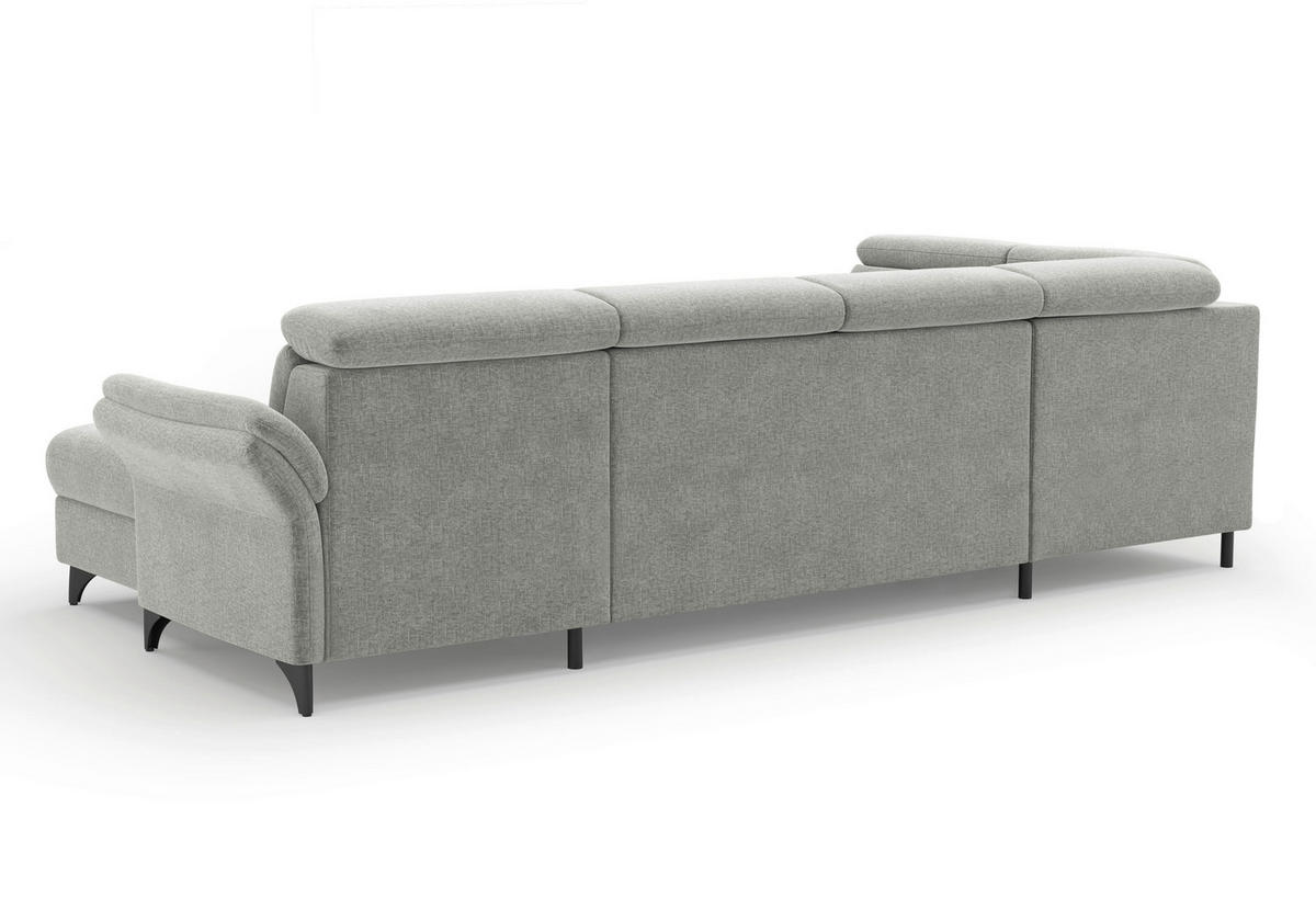 WOHNLANDSCHAFT GLENDALE E in Flachgewebe Hellgrau  - Hellgrau/Schwarz, KONVENTIONELL, Textil/Metall (193/321/166cm) - Sit & More