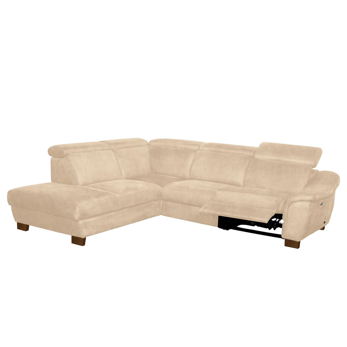 ECKSOFA TREND in Mikrofaser Beige Bettkasten, Relaxfunktion, Kopfteilverstellung  238/276 cm  - Wengefarben/Beige, Design, Holz/Textil (238/276cm) - Livetastic