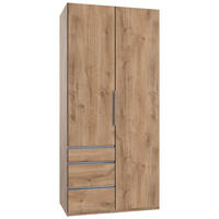 DREHTÜRENSCHRANK 100/216/58 cm,  in Plankeneiche, 2 Tür(en)  - Chromfarben/Plankeneiche, MODERN, Holzwerkstoff/Metall (100/216/58cm) - MID.YOU