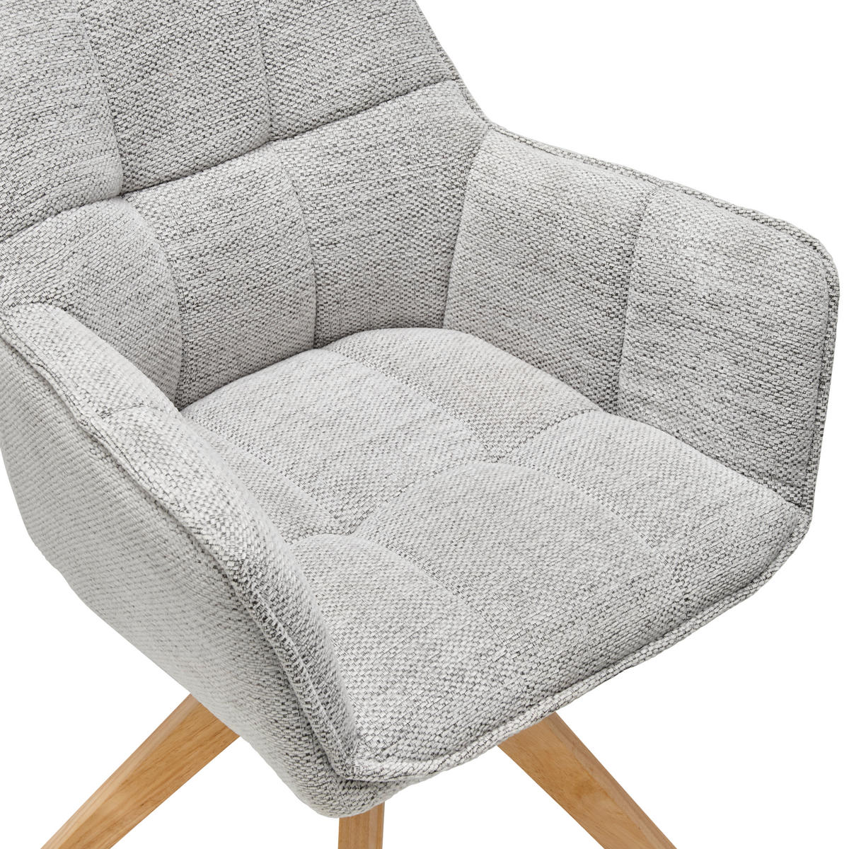 ARMLEHNSTUHL  in Webstoff  - Eichefarben/Hellgrau, Lifestyle, Holz/Textil (63/83/61cm) - MID.YOU