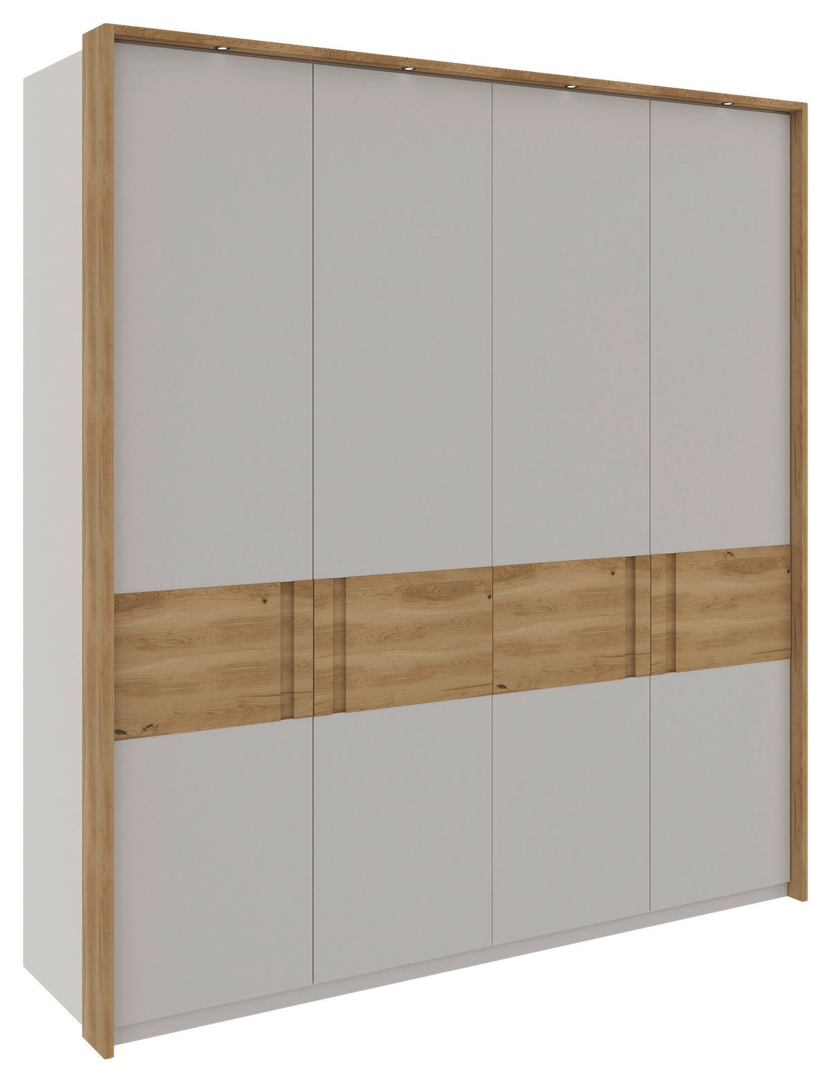 OMARA S KLASIČNIMI VRATI, masivno hrast barve hrasta, svetlo siva  - barve hrasta/svetlo siva, Moderno, leseni material/les (201,2/225/60cm) - Dieter Knoll