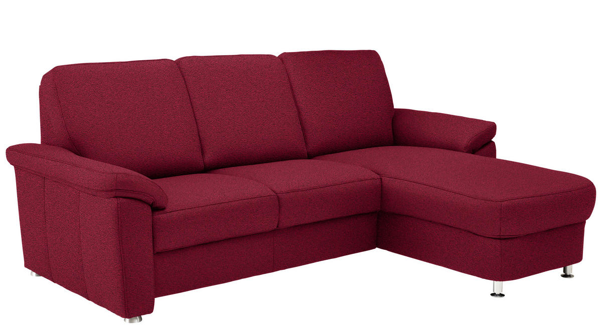 ECKSOFA in Flachgewebe Weinrot  - Chromfarben/Weinrot, Konventionell, Textil/Metall (250/163cm) - Beldomo System