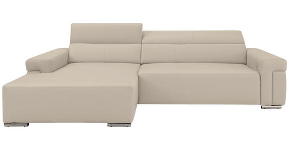 ECKSOFA DUA in Echtleder Beigebraun  170/293 cm  - Chromfarben/Beigebraun, Design, Leder/Metall (170/293cm) - Novel