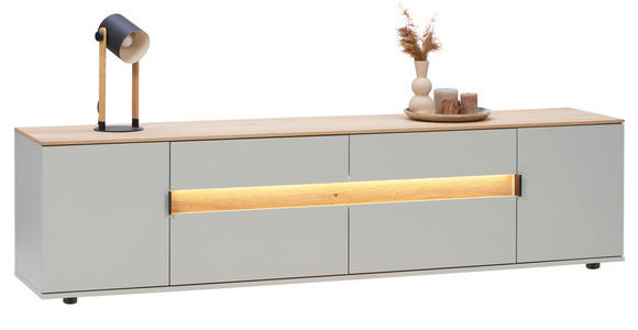 LOWBOARD Asteiche furniert Eichefarben, Hellgrau  - Eichefarben/Hellgrau, Design, Holz/Holzwerkstoff (225,6/54,2/48cm) - Dieter Knoll