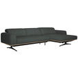 ECKSOFA in Echtleder Grau  305/163 cm  - Eichefarben/Schwarz, Design, Leder/Holz (305/163cm) - Novel