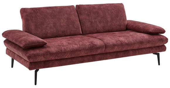 3-SITZER-SOFA in Velours Dunkelrot - Beige/Schwarz, Design, Textil/Metall (222/89/104cm) - Dieter Knoll