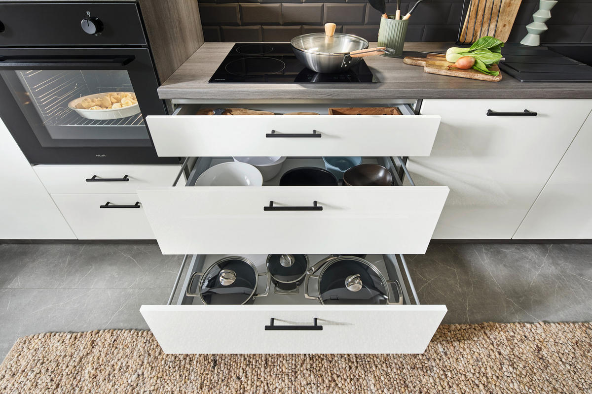 KUCHYNSKÝ BLOK BEZ SPOTREBIČO - sivý dub/čierna, Modern, kov/kompozitné drevo - Welnova