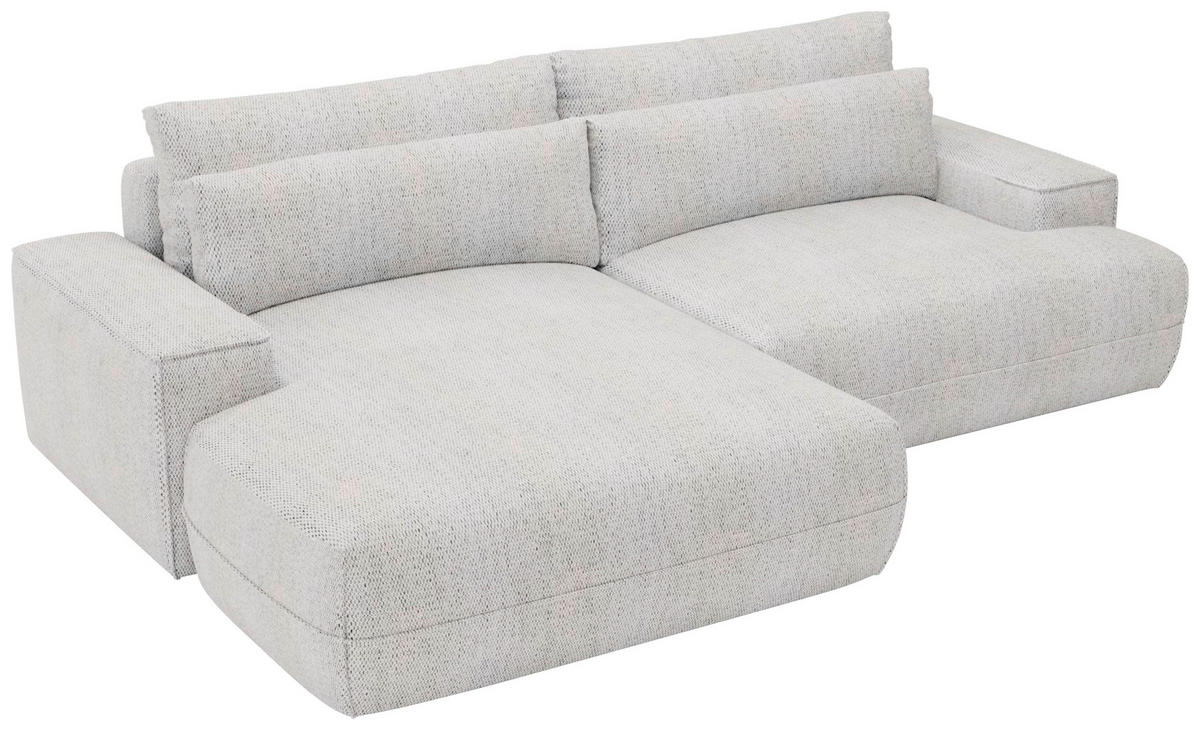 ECKSOFA Hellgrau Struktur  - Hellgrau/Schwarz, Design, Kunststoff/Textil (156/272cm) - Livetastic