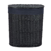 KÔŠ NA BIELIZEŇ, čierna - čierna, Basics, drevo/textil (51/37/56cm) - Ambia Home