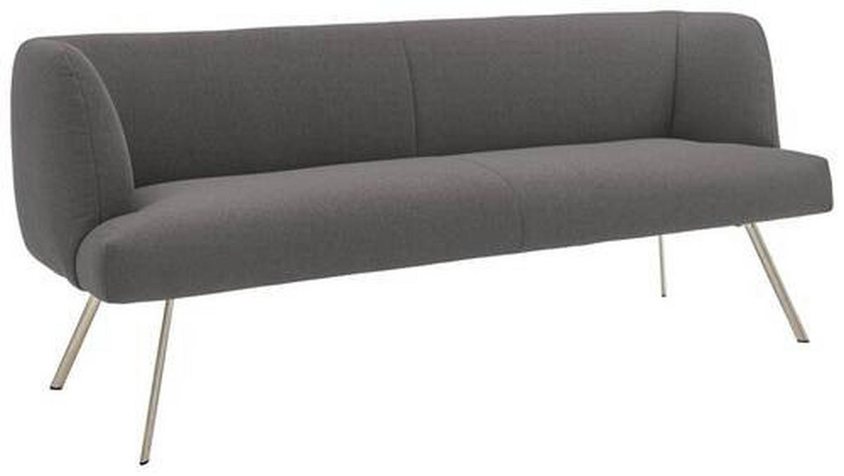 SITZBANK 200/87/64 cm Edelstahlfarben, Hellgrau  - Edelstahlfarben/Hellgrau, Design, Textil/Metall (200/87/64cm) - Venjakob
