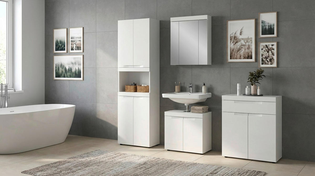 BADRUM 210 cm  - vit/svart, Trend, trämaterial/glas (210cm) - MID.YOU