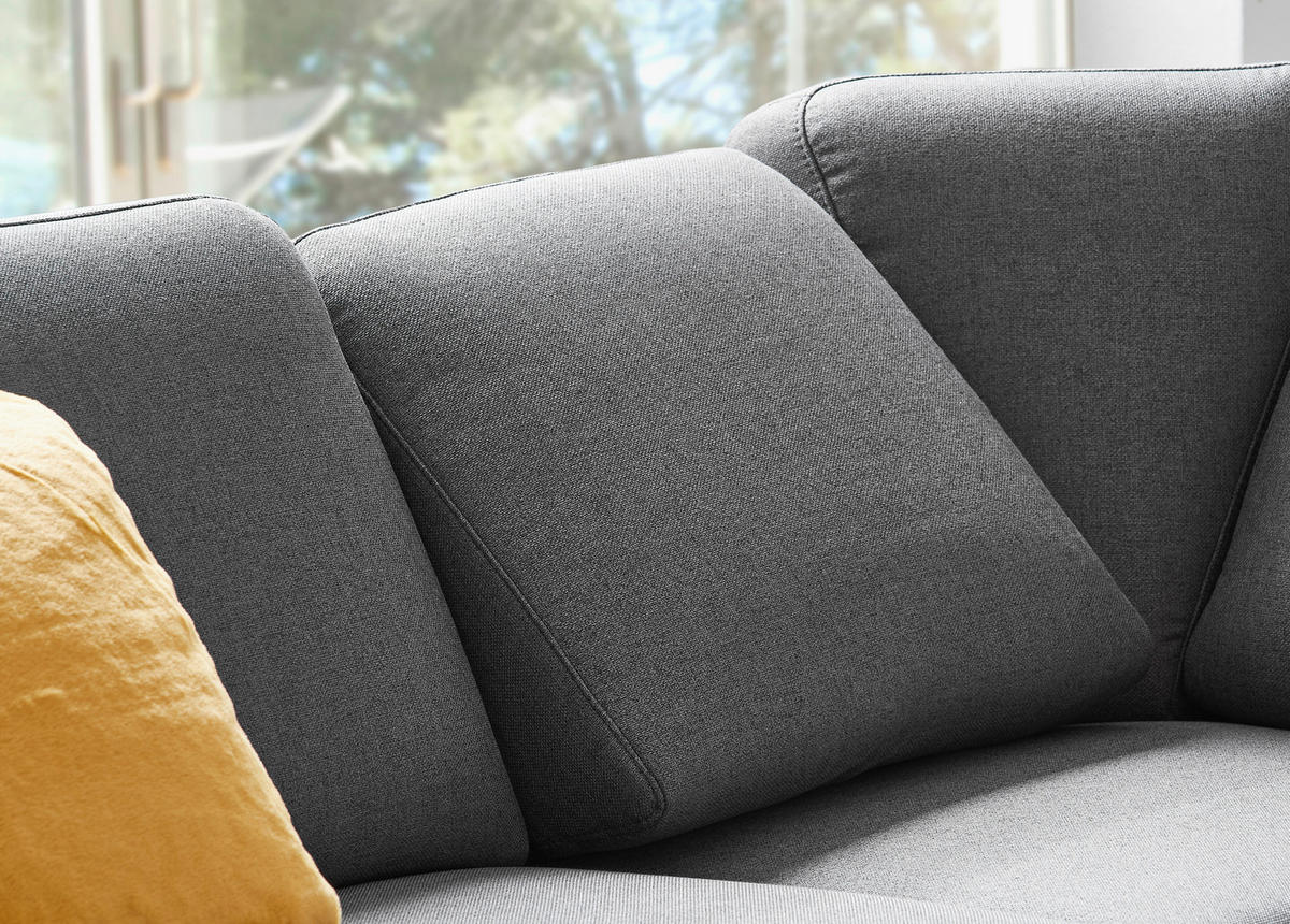 WOHNLANDSCHAFT Dunkelgrau Flachgewebe  - Chromfarben/Dunkelgrau, Design, Textil (219/313/165cm) - Musterring