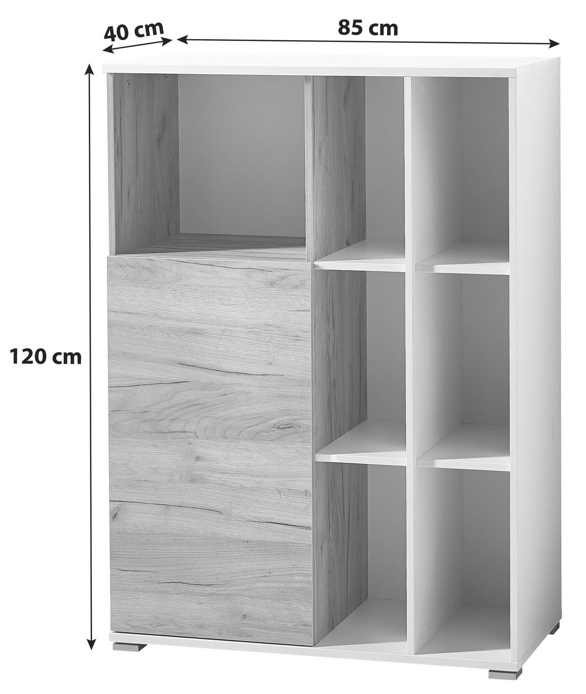 AKTENSCHRANK Weiß, Eichefarben  - Eichefarben/Weiß, Design, Holzwerkstoff (85/120/40cm) - Germania