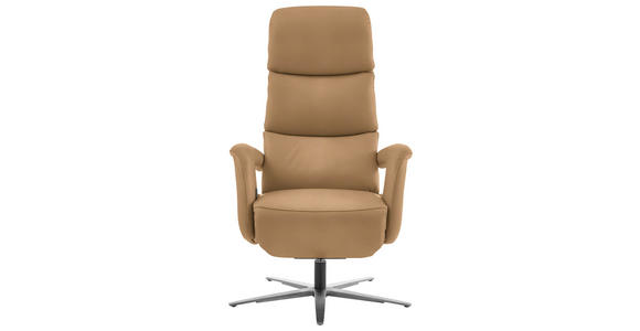 RELAXSESSEL in Leder Honig  - Edelstahlfarben/Honig, Design, Leder/Metall (76/119/86cm) - Dieter Knoll