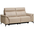 3-SITZER-SOFA in Leder Beige  - Beige/Schwarz, Design, Leder/Metall (208/105/98cm) - Emilio Belluti
