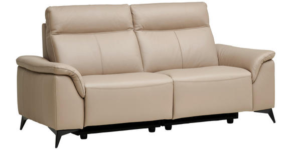 3-SITZER-SOFA in Leder Beige - Beige/Schwarz, Design, Leder/Metall (208/105/98cm) - Emilio Belluti