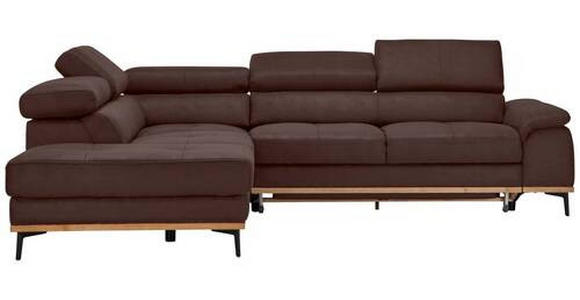 ECKSOFA inkl.Funktionen Mokka Lederlook  - Schwarz/Mokka, Natur, Holz/Textil (226/282cm) - Novel