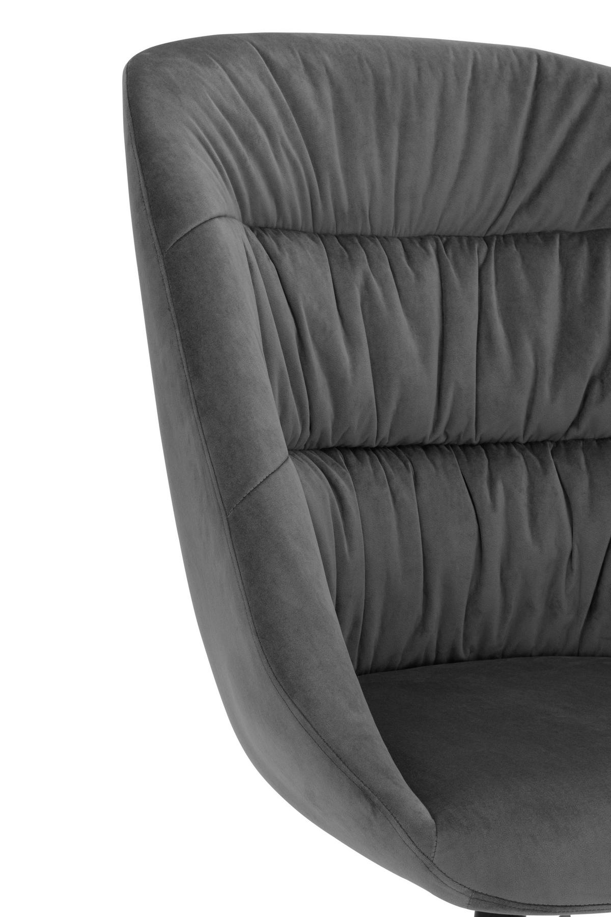 SESSELSET Samt Hocker    - Schwarz/Grau, MODERN, Textil/Metall (70/97/75cm) - MID.YOU