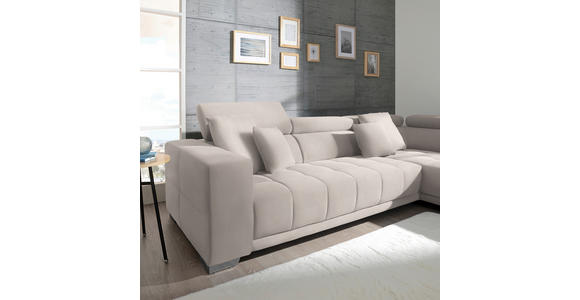 ECKSOFA  in Mikrofaser Ecru  301/207 cm  - Chromfarben/Ecru, Design, Textil/Metall (301/207cm) - Xora