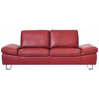 2,5-SITZER Echtleder Rot  - Edelstahlfarben/Rot, Design, Leder/Metall (240/85/91cm) - Moderano