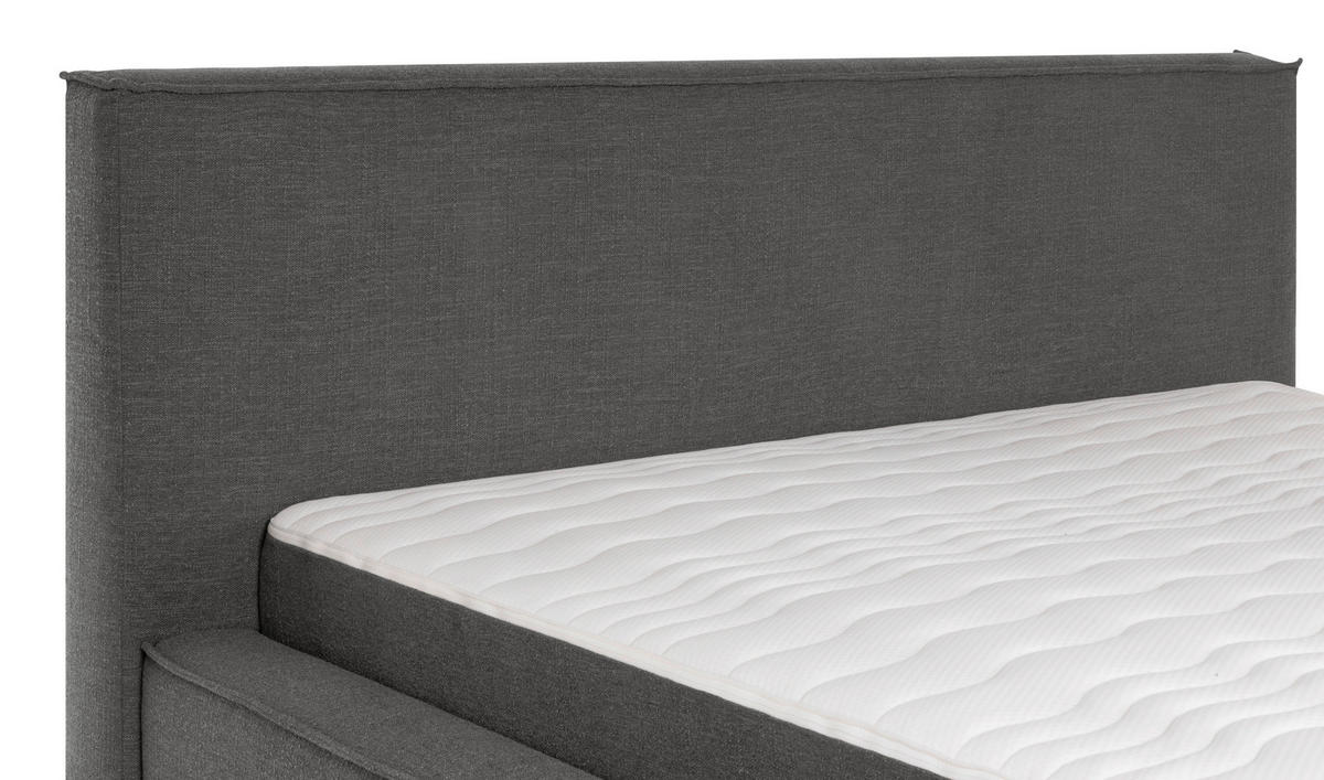 KONTINENTALSÄNG 180/200 cm  i grå  - svart/grå, Klassisk, trä/textil (180/200cm) - Visionight