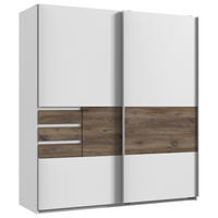 SCHWEBETÜRENSCHRANK  in Weiß, Eichefarben  - Eichefarben/Weiß, KONVENTIONELL, Holzwerkstoff/Metall (180/198/65cm) - Modante