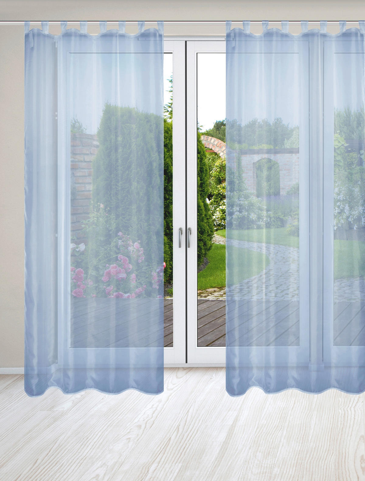 SCHLAUFENSCHAL  transparent   135/245 cm 2 Stück  - Blau, Basics, Textil (135/245cm)