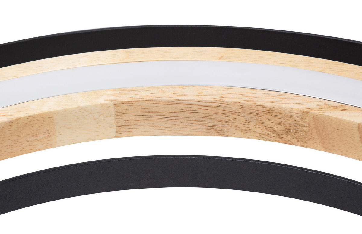LED-HÄNGELEUCHTE 56/150 cm    - Schwarz/Naturfarben, Design, Holz/Metall (56/150cm) - Globo