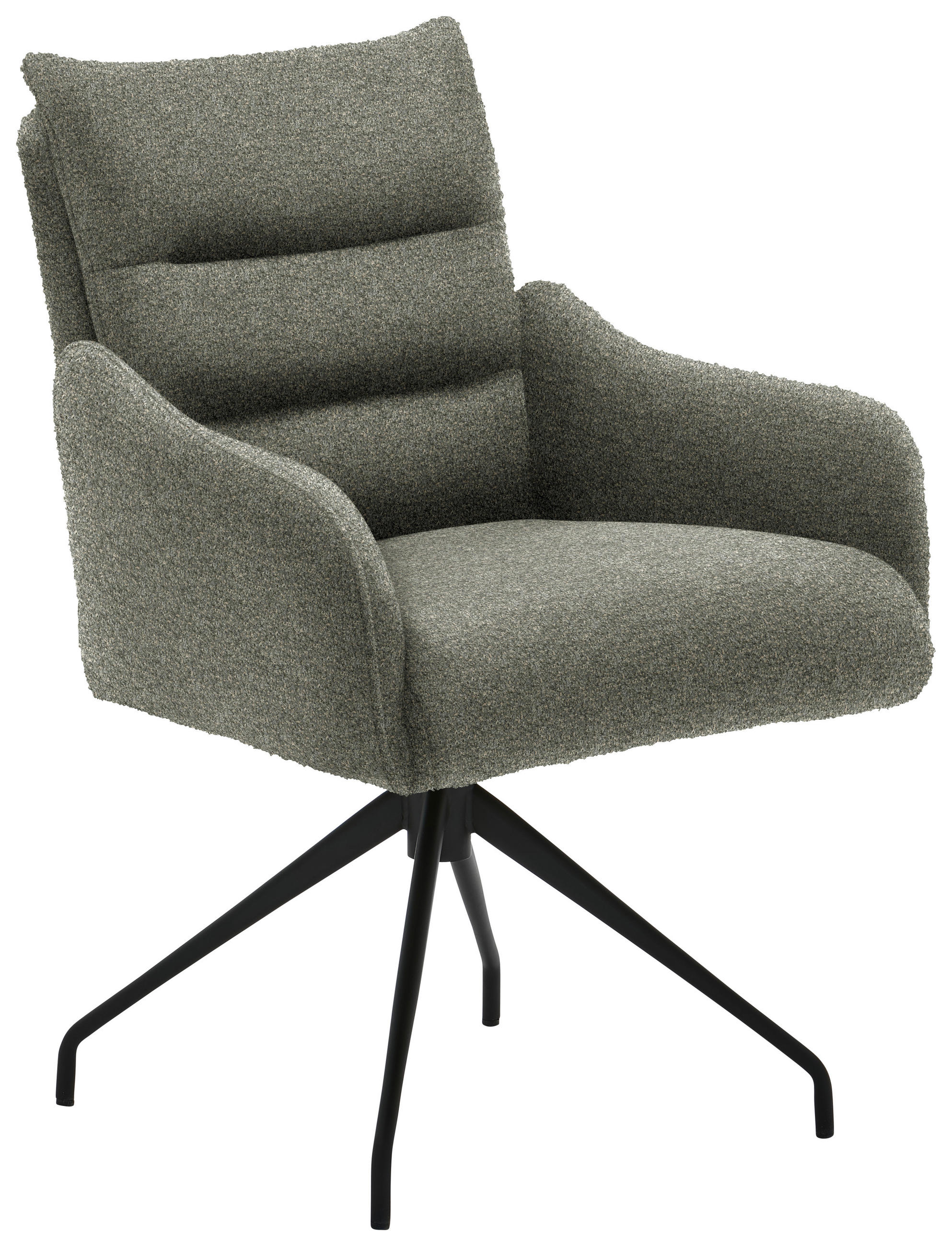 ARMLEHNSTUHL  Beinauswahl, Lederauswahl, Stoffauswahl, Sitzfläche 360° drehbar, Gestellauswahl Chenille  Greige  - Greige/Schwarz, Design, Textil/Metall (62/86/68cm) - Welnova