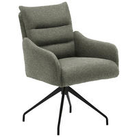 ARMLEHNSTUHL  Beinauswahl, Lederauswahl, Stoffauswahl, Sitzfläche 360° drehbar, Gestellauswahl Chenille  Greige  - Greige/Schwarz, Design, Textil/Metall (62/86/68cm) - Welnova