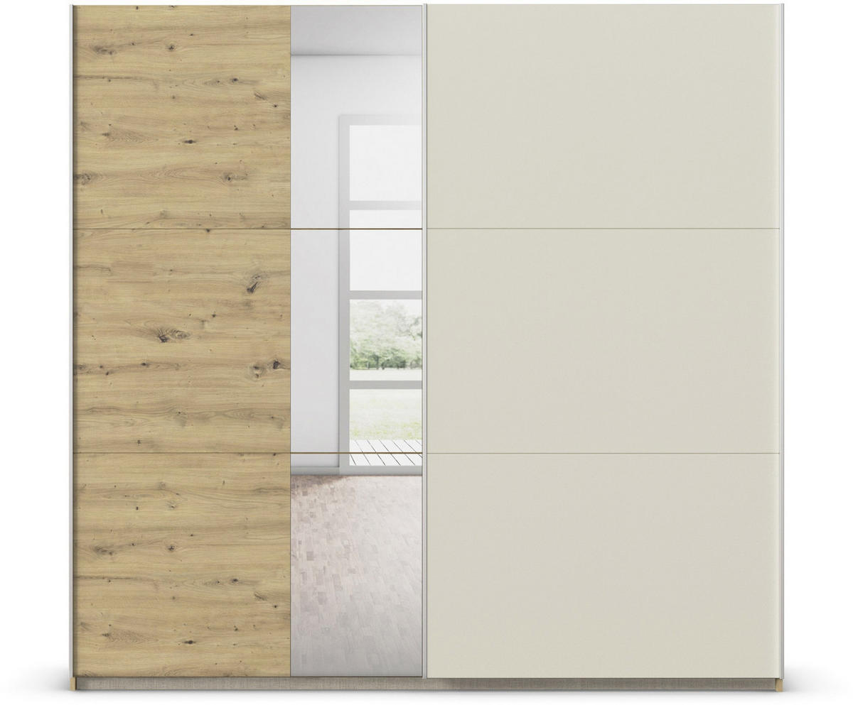SCHWEBETÜRENSCHRANK 218/210/59 cm 2-türig Champagner, Eiche Artisan  - Champagner/Alufarben, Design, Glas/Holzwerkstoff (218/210/59cm) - Rauch Möbel