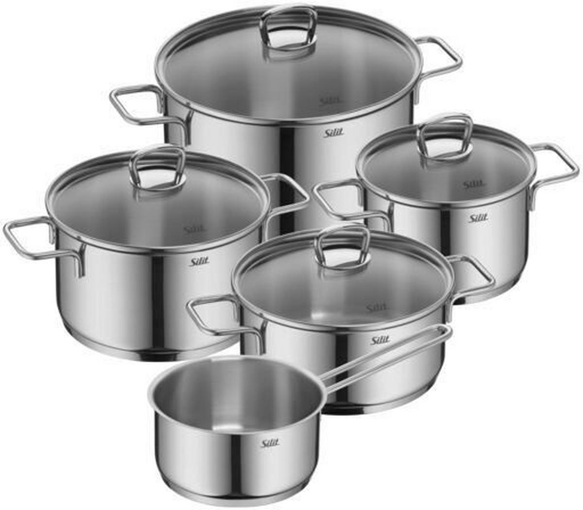 SET LONACA ZA KUHANJE Alicante  oplemenjeni čelik  5-dijelni  Alicante  - boje oplemenjenog čelika, Basics, staklo/metal - Silit